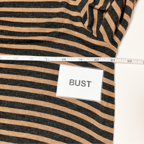 CAbi Striped Slant Tunic Top Large asymmetrical tan black stretch jersey knit - Picture 10 of 12